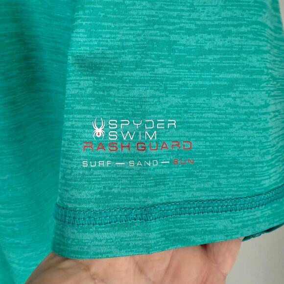 SPYDER Men’s Short Sleeve Rash Guard XL Teal Scuba UPF Quick Dry Sun Swim Surf - Picture 7 of 8